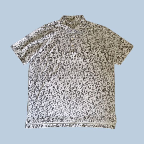 Peter Millar Summer Comfort White Printed Polo Short Sleeve Golf Shirt - XL - Picture 3 of 8
